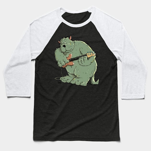 Monster with Bassguitar Baseball T-Shirt by schlag.art